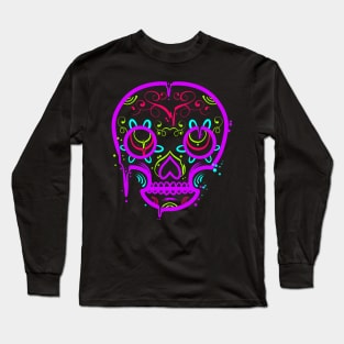 Stylized Painting Of A Sugar Skull For Day Of The Dead Long Sleeve T-Shirt